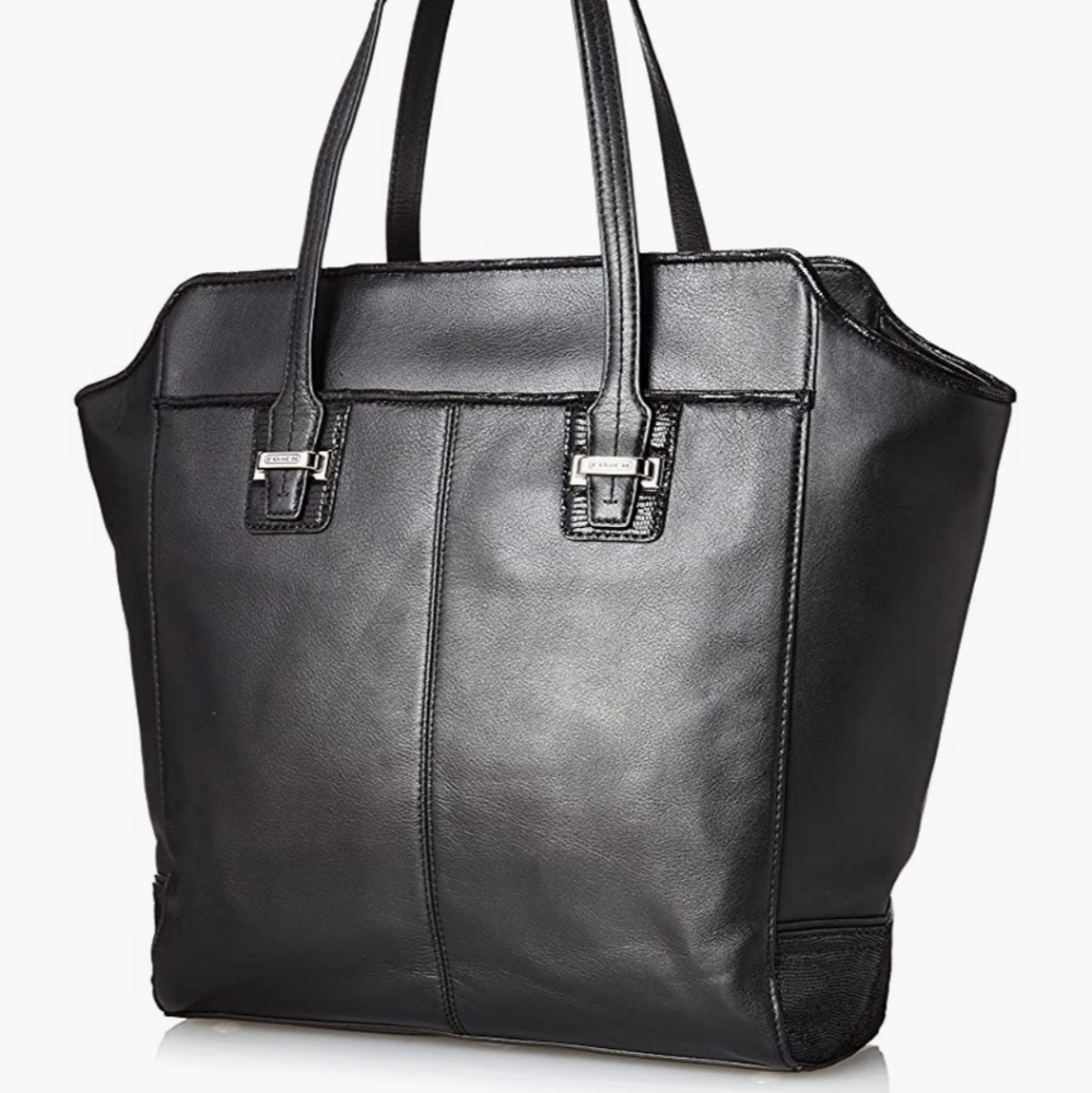 Coach Taylor Leather Tote Black Purse Bag F 25941 zip top - Picture 2 of 13